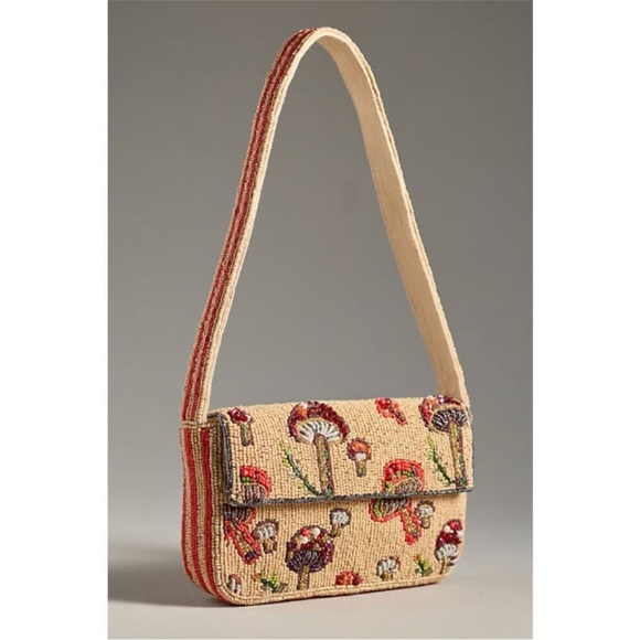 Anthropologie Handbags - Anthropologie The Fiona Beaded Bag: Food & Drink Edition Mushroom NWT